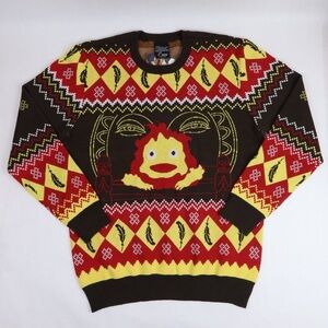 Bold Graphic Crewneck Sweater - Red, Yellow, Brown